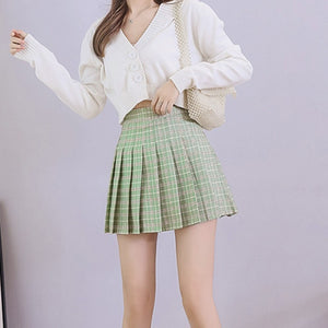 Style A-line Preppy College Style Girls Slim High Waist Skirts